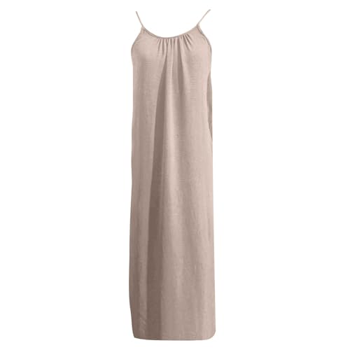 Image of HTHLVMD Backless Cami Dress Summer Dresses for Women 2026 Spaghetti Strap Dresses Womens Solid Color Backless Cami Dress