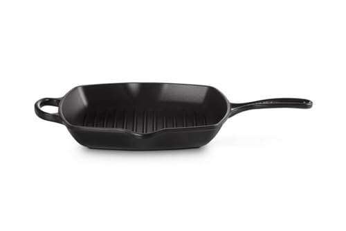 Le Creuset Enameled Cast Iron Signature Square Skillet Grill, 10.25", Licorice - Image 5