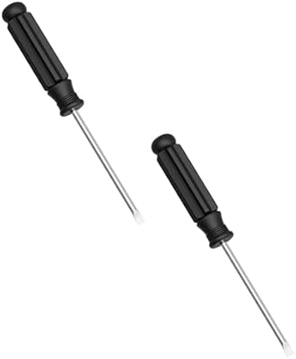 FOCMKEAS 2PCS Mini Slotted Screwdriver, 2.5mm Flat Head for Watch Eyeglasses Electronics Toy Repair, Non-magnetic, 3.62"(92mm) Total Length (Black Handle)