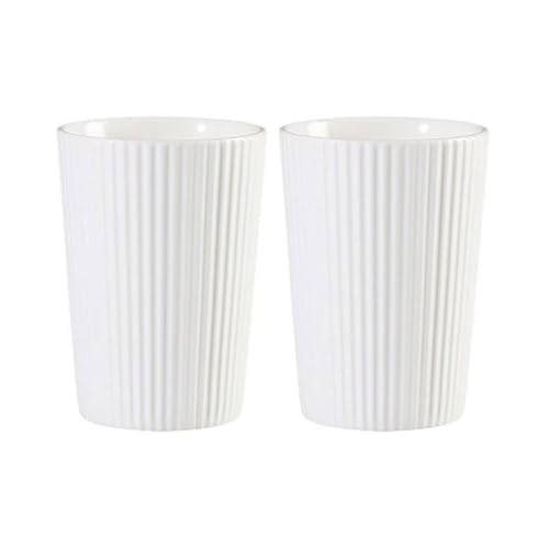 Gaolinci 2 Pcs Simple Stripe Ceramic Mouthwash Cups, Bathroom Brushing Cup, 9 Oz