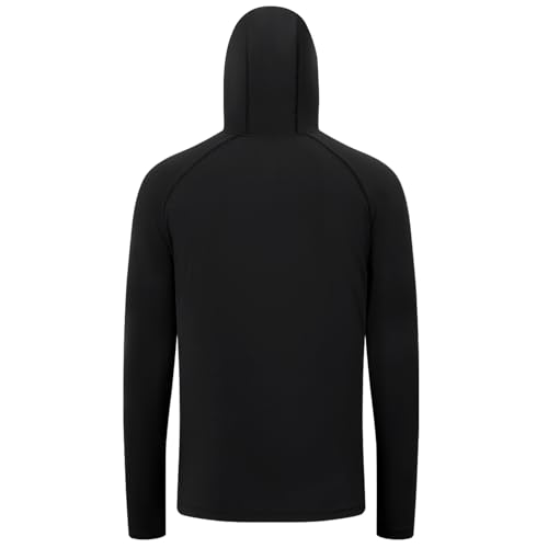 Image of Men's UPF 50+ Hoodie Shirt Long Sleeve Permanent UV Sun Protection Vented Tee Performance for Outdoor Hiking Fishing