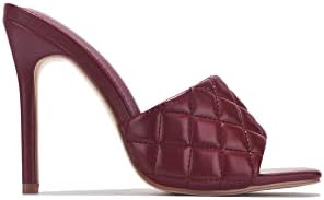 Cape Robbin Stitch Sexy Quilted High Heels for Women, Square Open Toe Shoes Heels - Plum Size 6 | Image 1