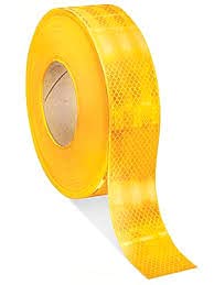 Image of MINSALES� Reflective Radium Waterproof Warning Tape For road safety purpose Night Safety Sticker High Intensity Conspicuity Yellow 2 Inch x 50 Meter (Yellow)