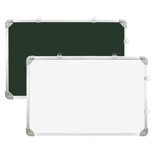 Image of 2-in-1 Reversible Whiteboard and Chalkboard, Aluminium Frame, Double-Sided, Green and White (16X24 INCH)