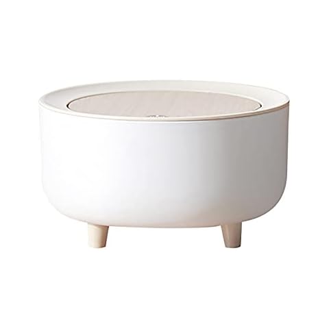 LVOERTUIG Desktop Trash Can with Lid,2L Press-Type Mini Trash Can,Portable Desk Rubbish Bin Bed Office Trash Can Waste Basket Compact Covered Closable Trash Bin(White) Cover