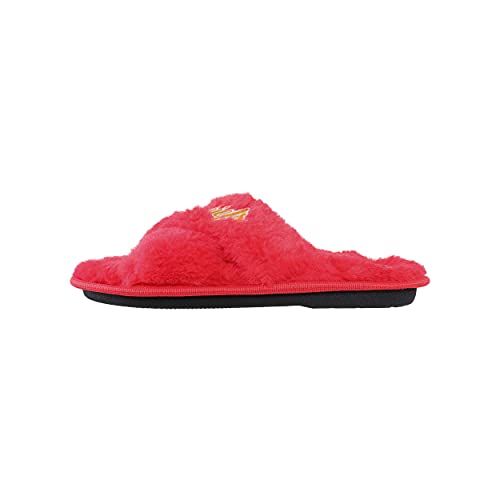 Image of FOCO Womens NFL Team Script Wordmark Fuzzy Cross Slide Slippers