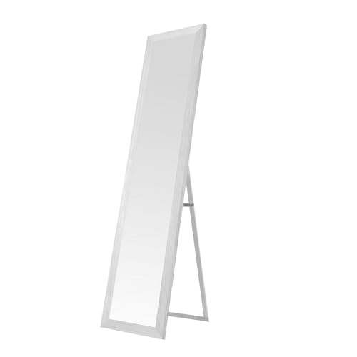 Nyana Espejo de Pie Cuerpo Entero Nórdico 157x37 cm Home | Espejo de Pie o de Pared | Marco MDF | Blanco/Beige/Gris | Estilo Escandinavo para Dormitorio o Vestidor (Blanco)