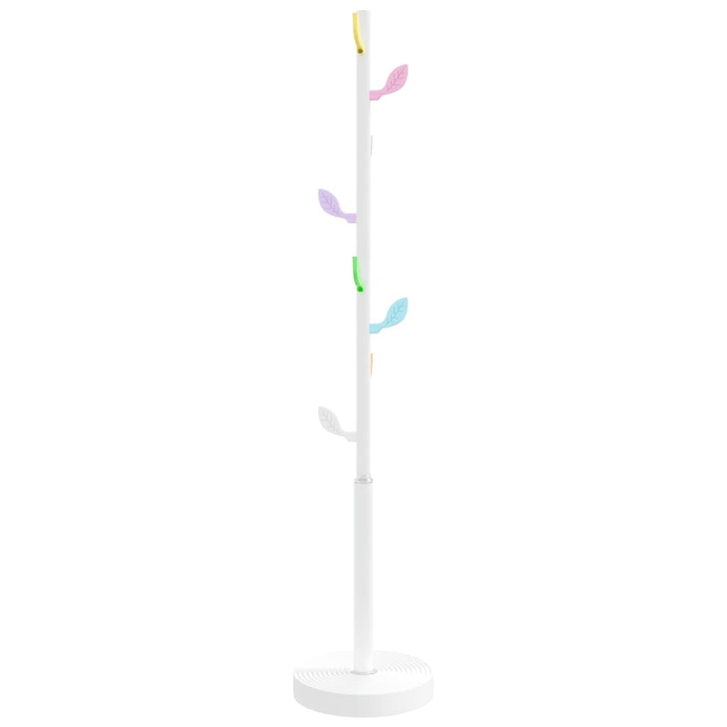 vidaXL Coat Stand, Coat Rack for Hallway Living Room, Clothes Stand with Hooks, Coat Hanger, Modern Style, White Powder-coated Iron