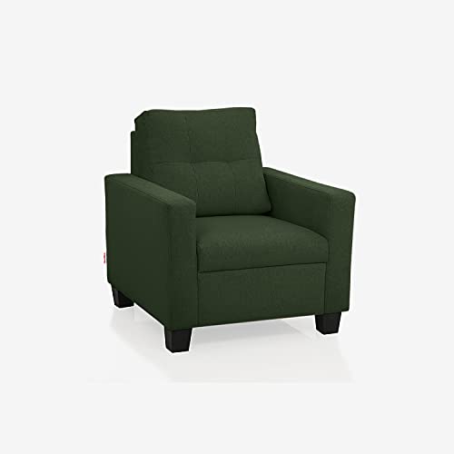 Image of Duroflex Ease - 1 Seater Sofa | Premium Fabric, High Comfort Foam, Durable Wood Frame & Easy Maintenance | 3 Year Warranty | Single Seater Sofa for Living Room - Sap Green