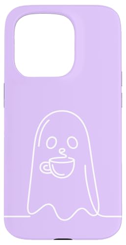 Aesthetic One Line Art Ghost and Coffee - ���C���b�N �X�}�z�P�[�X iPhone 15 Pro �p