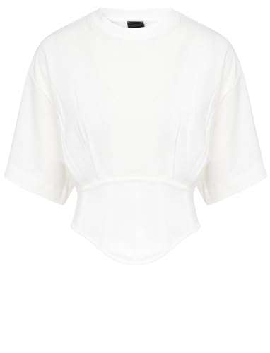 T-shirt bustier Pinko blanc en coton premium et finitions couture