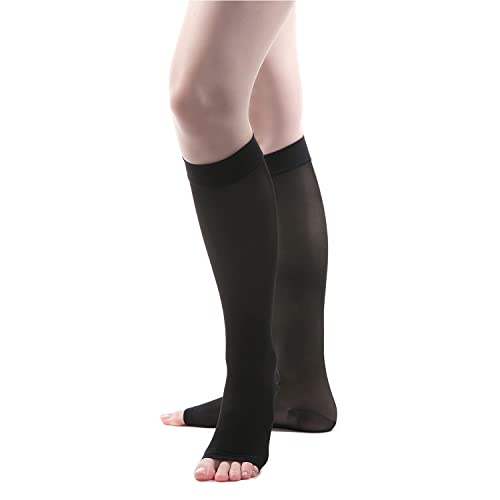 Image of Allegro 15-20mmHg Essential 17 Sheer Support Open Toe Compression Sock - Comfortable, Open Toe, Knee High Support Stockings