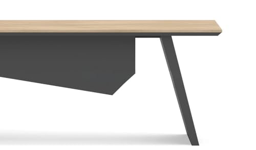Image of Lakdi The Furniture Co Premium Director L-Shape Table Made in MDF Luxury Modern Office Desk with Made in MDF and Drawers, Shelves, and CPU Storage Space (LDL-584)