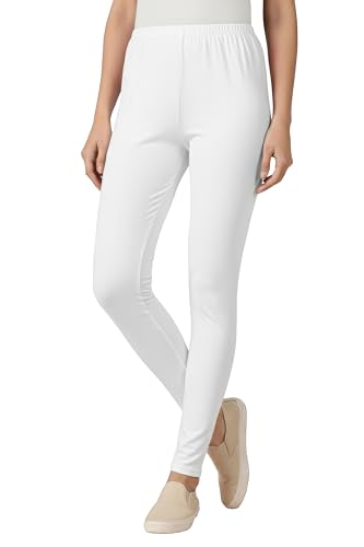 Image of Women's Cotton Lycra Ankle Length Leggings | Regular Rise, Soft 4 Way Stretch Fabric | Casual & Ethnic Wear