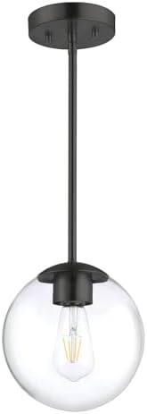 Minka Lavery 2790-66A Auresa Convertible Pendant to Semi-Flush, 1-Light, 60 Total Watts, 8.25-in H x 8.63-in W, Coal Black