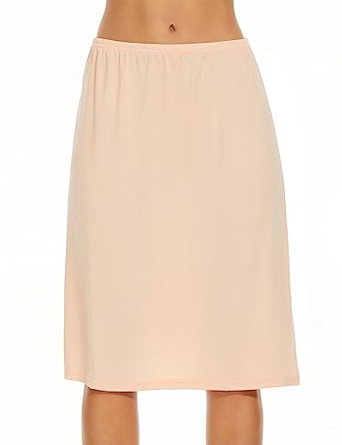 MANCYFIT Half Slips for Women Underskirt Dress Extender Lace Trim Knee Length Midi Skirt