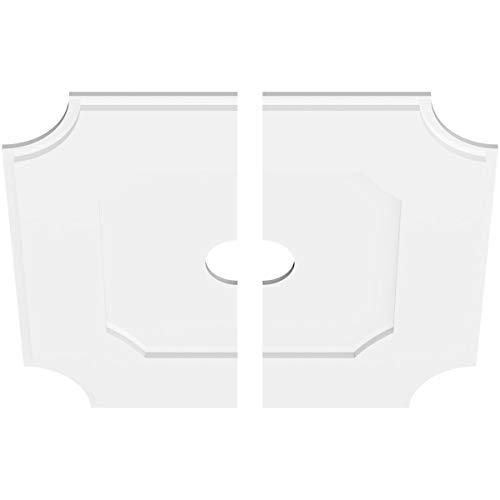 Image of Ekena Millwork CMP28LE2-04000 Locke Architectural Grade PVC Contemporary, Two Piece Urethane Ceiling Medallions 28 inchOD x 4 inchID x 16 3 /4 inchC x 1 inchP
