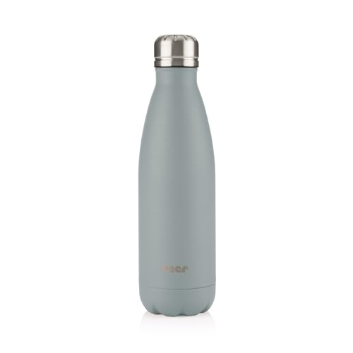 reer Colour Edelstahl-Isolierflasche |Gesamtvolumen 500ml | Perfekte Isolation | bis zu 24 Stunden | Edelstahl | Grau