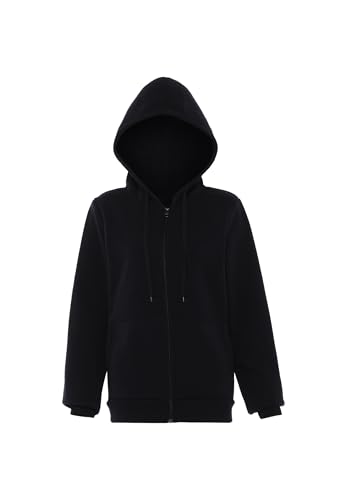 Sweat à capuche Libbi élégant et zippé en polyester noir XL résistant et fluide