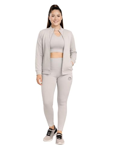 Image of Women 3 Piece Gym Workout Set | Sports Bra, Zip-Up Jacket & High Waist Leggings | Stretchable Yoga Activewear Co-Ord Set for Women | Fitness Gym Tracksuit