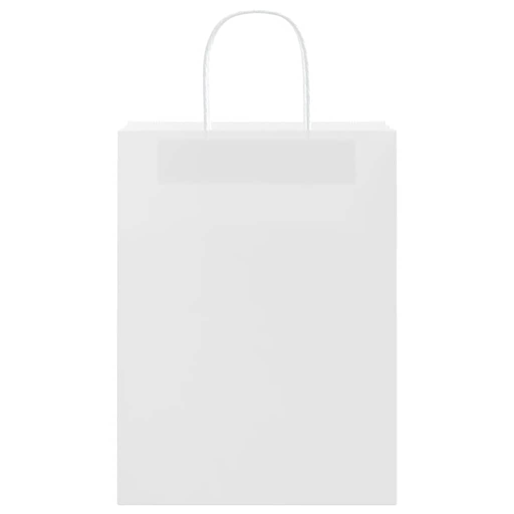 QUAHEAS Bolsas de papel blanco 26 x 12 x 35 cm con asas de cuerda de papel, 50 unidades, bolsas de papel kraft para regalo, fiestas, celebraciones, bodas, Navidad, Pascua