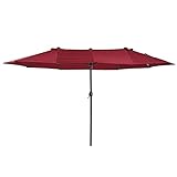 Sombrilla Doble para Patio, 4,5 x 2,7 m, para jardín, balcón, Impermeable, sin Base, Ideal para Exteriores, Piscina, Playa y cenas. Color Rojo.