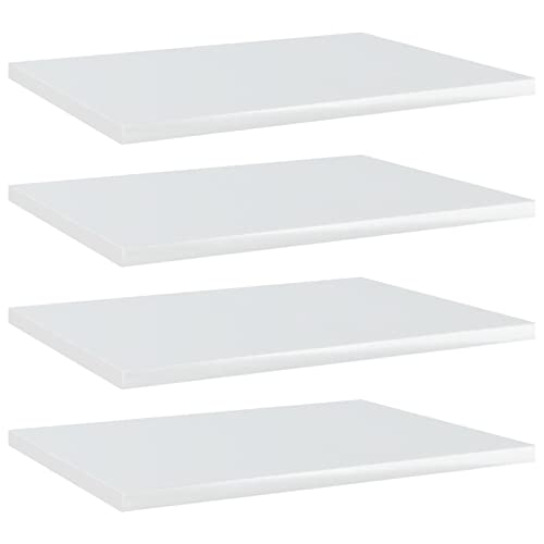 Tidyard 4 Piece Bookshelf Boards Chipboard Replacement Panels Storage Units Organizer Display Shelves High Gloss White for Bookcase, Storage Cabinet 15.7 x 11.8 x 0.6 Inches (W x D x H)
