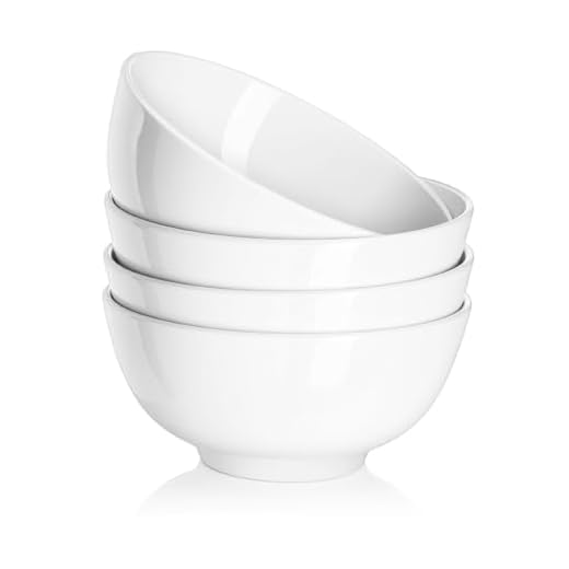 DOWAN 22oz Porcelain Soup/Cereal Bowls - 4 Packs, White