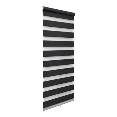 GoodHome Store Enrouleur Jour/Nuit sans perçage Keston Noir 55 x 180 cm