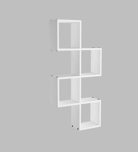 Image of Aura Multipurpose Modular Wall Racks /Shelves /Organiser /Decor Particle Board Wall Shelf (Number of Shelves - 7, White)