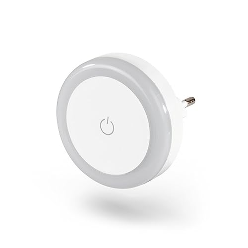 Hama LED Nachtlicht „Touch Switch“ für Steckdose, Berührungssensor, warmes Licht (Orientierungslicht, Stilllicht, für Babys, Kinder, Erwachsene, Schlummerlicht, Nachtleuchte, Schlaflampe) weiß