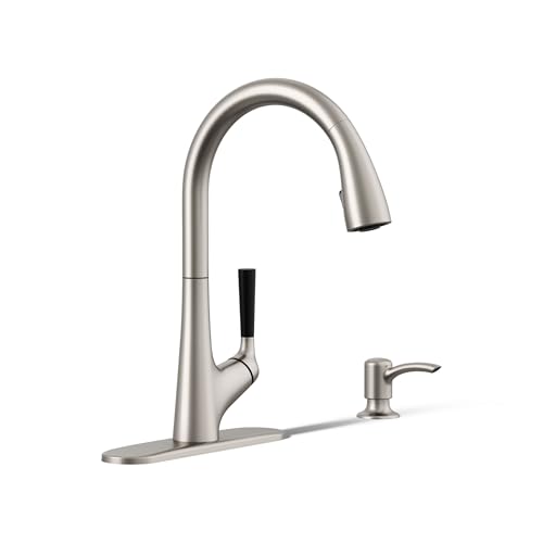 Product Image of the KOHLER K-R562-SD-VS Malleco Pull-Down Kitchen Faucets with Soap Dispenser, Vibrant Stainless Kitchen Sink Faucets, Vibrant Stainless