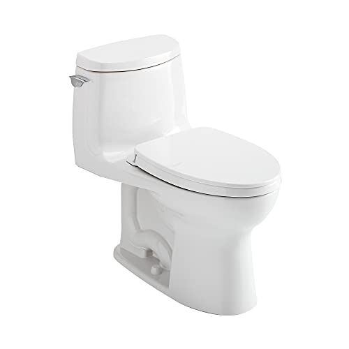 TOTO TMS604124CUFG01 UltraMax II One-Piece Elongated 1.0 GPF Universal Height Toilet and SoftClose Seat Cotton