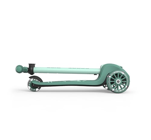 Scoot & Ride Highwaykick 3S Kinderroller ab 3 Jahren H&ouml;henverstellbar 2-Fach Lenkung LED-R&auml;der Zusammenklappbar Scooter f&uuml;r Kinder 96-130 cm (Forest)
