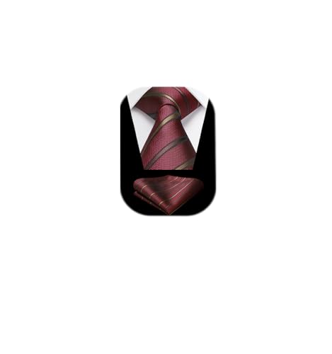 Image of HISDERN Mens Ties Solid Color Tie and Pocket Square Set Classic Woven Formal Neckties & Handkerchief Wedding Party