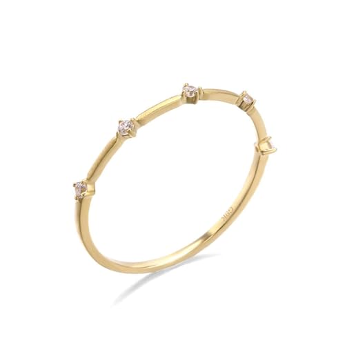 Wedding Set Rings for Women, Fashion Ring Set 18K Yellow Gold Narrow with Cubic Zirconia Size 10