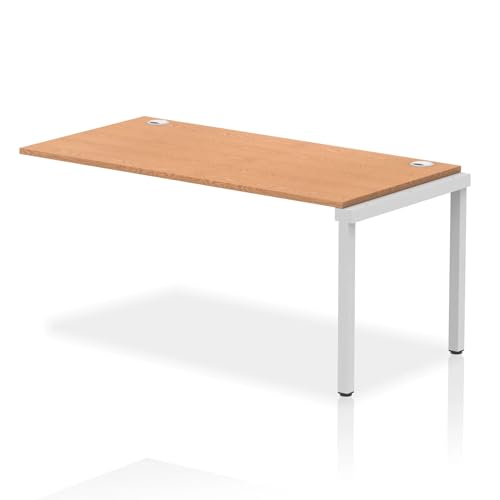Image of Mr Office Impulse Single Row Bench Desk Extension Kit - 800mm deep, Silver Frame, Beech, 1600