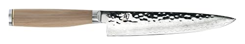 Shun Premier Blonde 6.5" Utility Knife, Handcrafted Japanese Knife, VG-MAX Core with Damascus Stainless Steel Cladding, Pakkawood Handle, Precision and Sharpness for Professional and Home Chefs