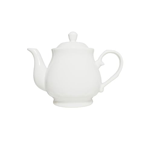 White Porcelain Teapot 400ml, Small Lotus Tea Pot Coffee Tea Water Pot Vintage Ceramic Gooseneck Little Kettle (14oz)