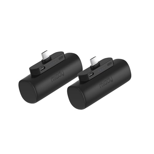 Miady 2-Pack Mini Portable Charger Built-in USB C Connector...