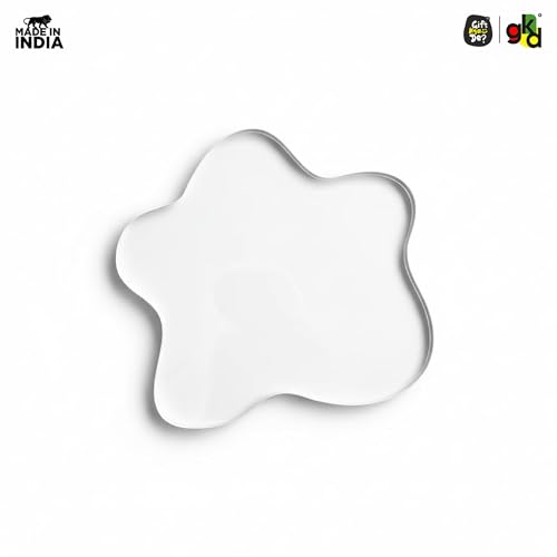 Image of GKD White Acrylic Coaster Blossom Star Design for Coffee Mug, Tea Cup & Glass (6 x 5.5 inch) Modern Table Decor Waterproof Heat Resistant (Transparent)