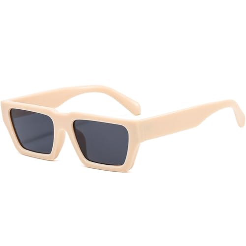 Lunettes de soleil carrées vintage LVTFCO unisexes gris beige UV400