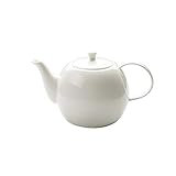 LRHD Keramische Hochtemperatur Teekanne Filter Kaltwasserflasche Knochenporzellan Kaffeekanne Porzellan-Teekanne mit Sieb, 1600ml Großen Porzellan-Teekanne mit Deckel, Aufschlagen Teekanne, Weiss