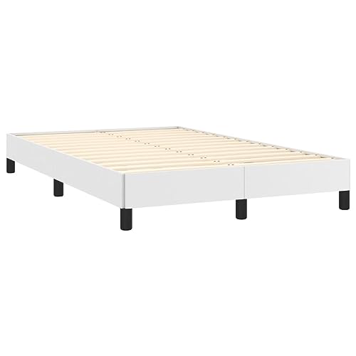 vidaXL Estructura de Cama, Somier para Colchón, Base de Cama de Invitados, Mueble Tapizado para Dormitorio, Cuero Sintético Blanco 120x190 cm