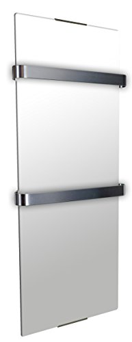 CHEMIN’ARTE Sèche-Serviette Design Électrique Miroir 900W - Radiateur Vertical - 2 barres porte serviettes - 100x6x46cm - Conçu en France