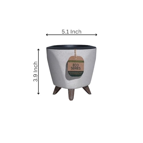 Image of Harshdeep Self Watering Pot - Lagos Eco - Indoor Home Living Room Office Tabletop Decorative Earth Friendly Planter, Made of Bamboo, Rice Husk, 5 Inch Set of 5 (Multicolor)