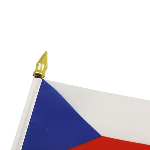 AZ FLAG - Tischflagge Tschechien - 15x10 cm Goldene Splitze - Tschechische Tischfahne 10 x 15 Cm - Flaggen