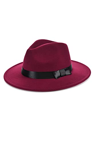 Image of BABEYOND 1920s Fedora Hat for Men Gatsby Wide Brim Fedora Hat Felt Panama Cap with Band for Women Men