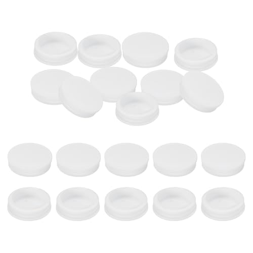 Image of PATIKIL 2 inch Plastic Tubing End Caps, 20Pcs Round Hole Plug Insert for Round Iron Pipe Chair Leg Table Bookshelves Patio Furniture, White