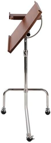 Miniatura 6 de Mesa de bandeja ajustable en forma de C en ángulo y altura, mesa plegable con bandeja giratoria de madera y ruedas giratorias, mesa auxiliar de